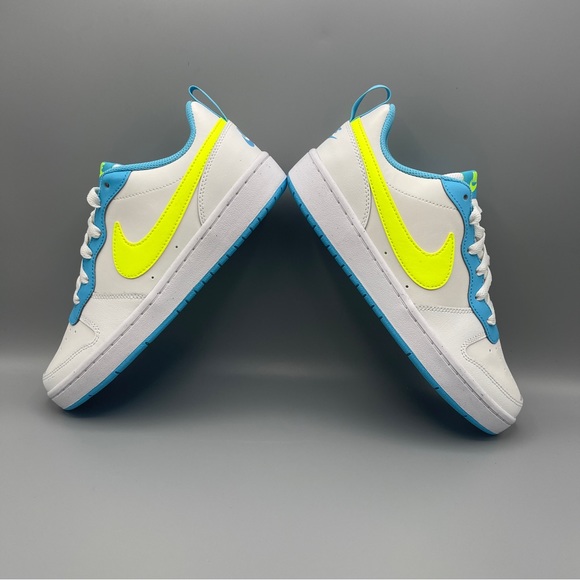 Nike Court Borough Low 2 Big Girl/SUMMIT WHITE/VOLT-BALTIC BLUE - Picture 10 of 17